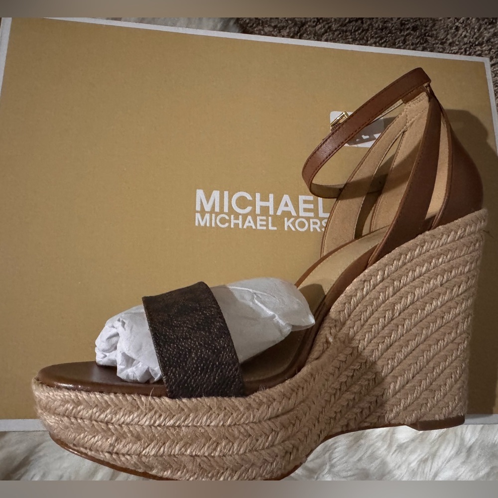 Michael Kors Beige Wedge Sandals